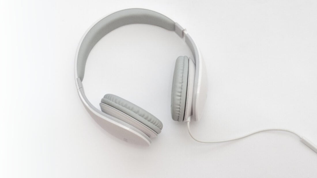 Headphones against white background