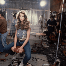 A behind-the-scenes photo of Brooke Shields on set as a teenager
