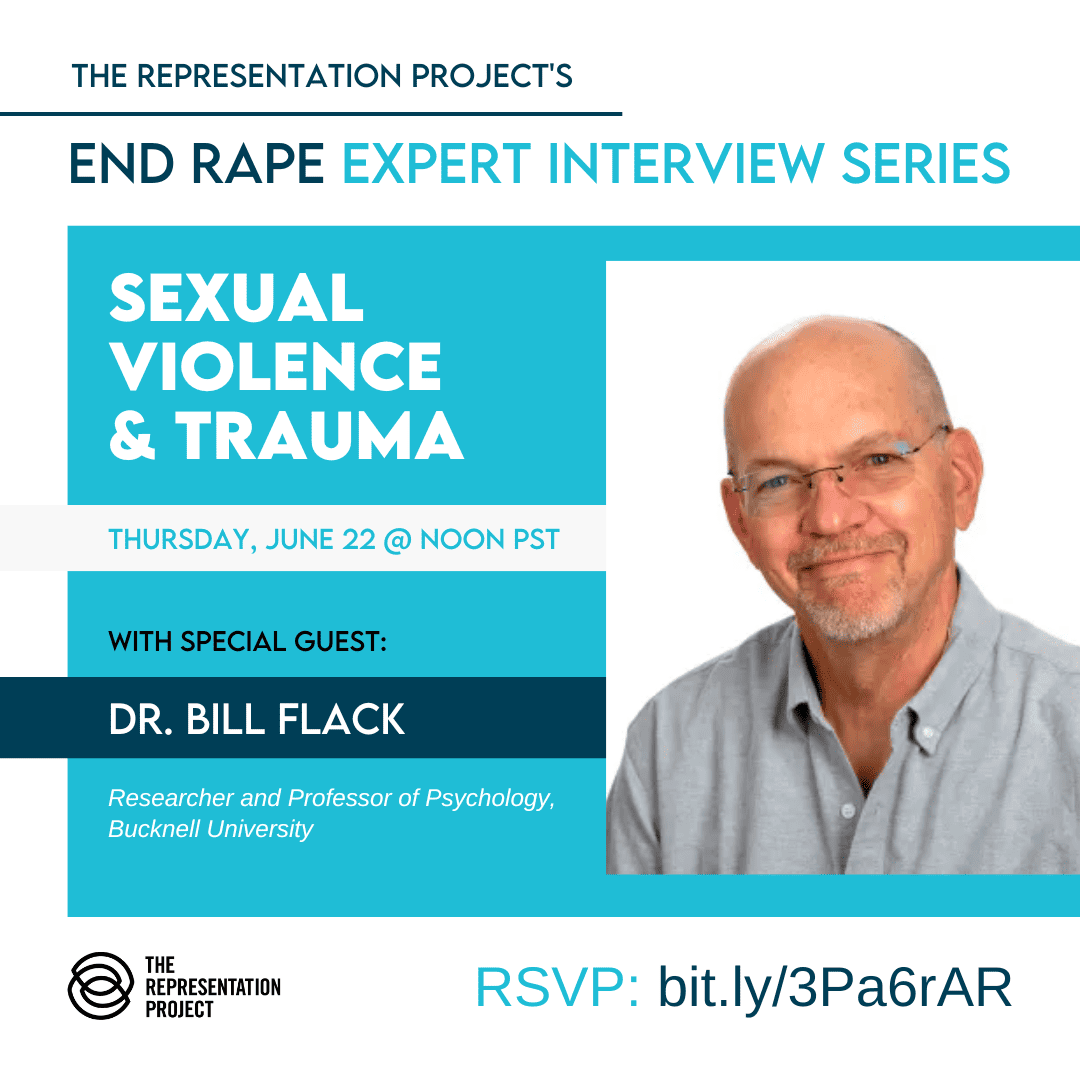 Event flier for an interview with Dr. Bill Flack on sexual violence and trauma