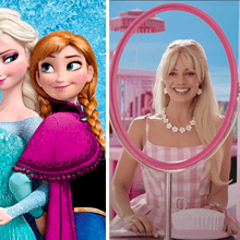 Images of main characters from Frozen (Anna and Elsa), Barbie (Stereotypical Barbie), and Captain Marvel (Carol Danvers)