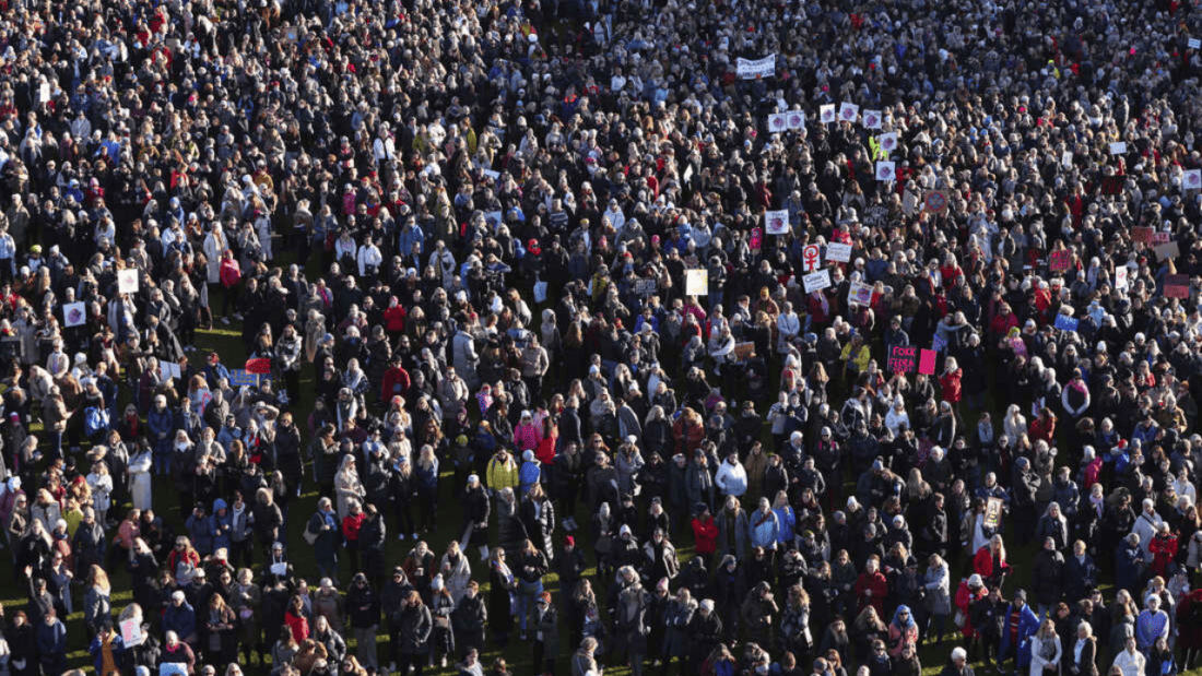 A photo of the 2023 women's strike in Iceland