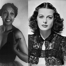 Photographs of Audrey Hepburn, Josephine Baker, and Hedy Lamarr